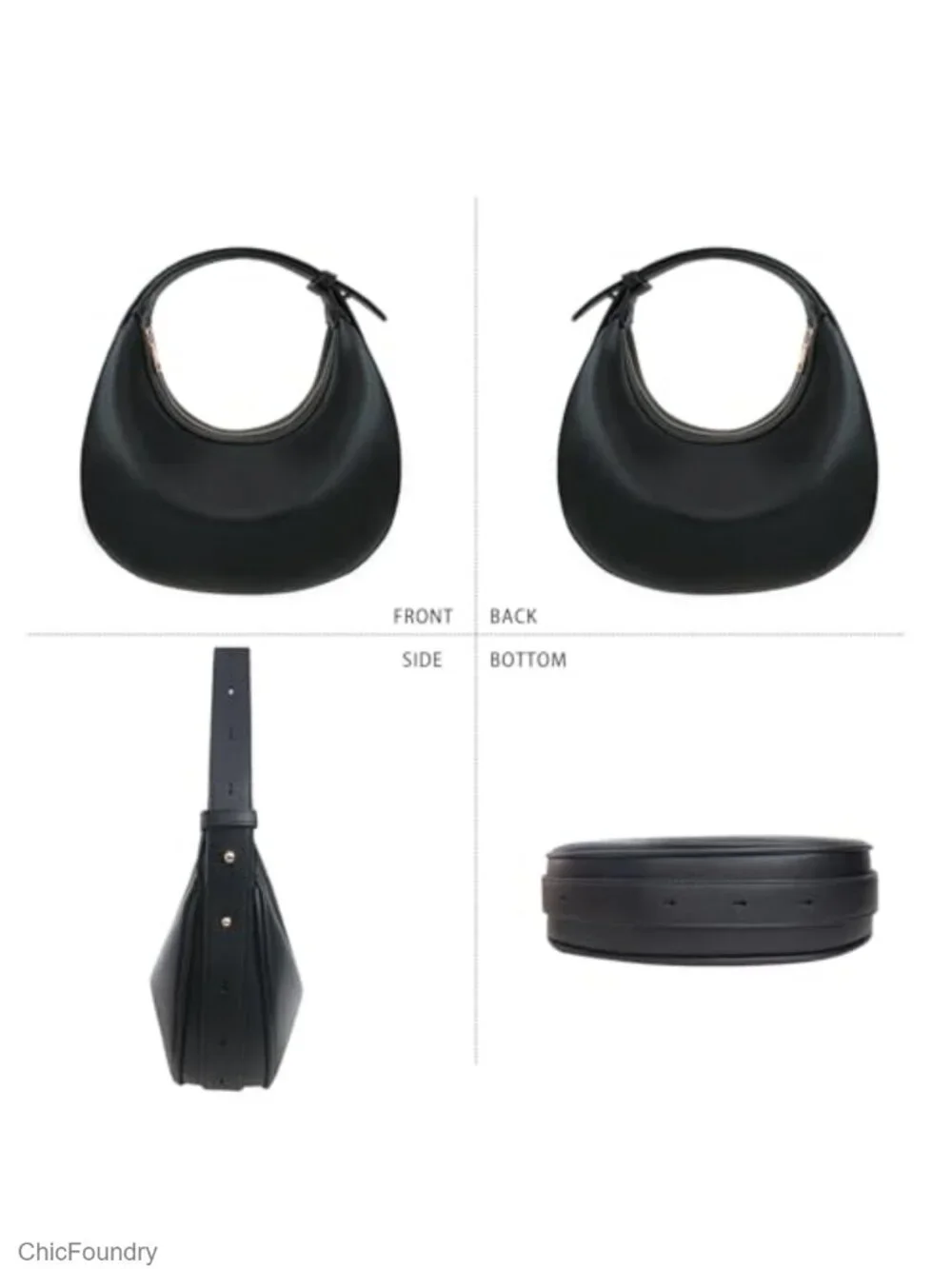 Crescent Shape Hobo Handbag Large Capacity Crossbody Shoulder Bag Leather